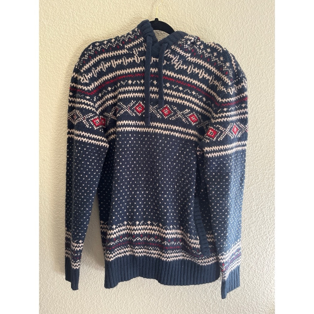 American Eagle Fair Isle Hooded Sweater Men’s Size Large